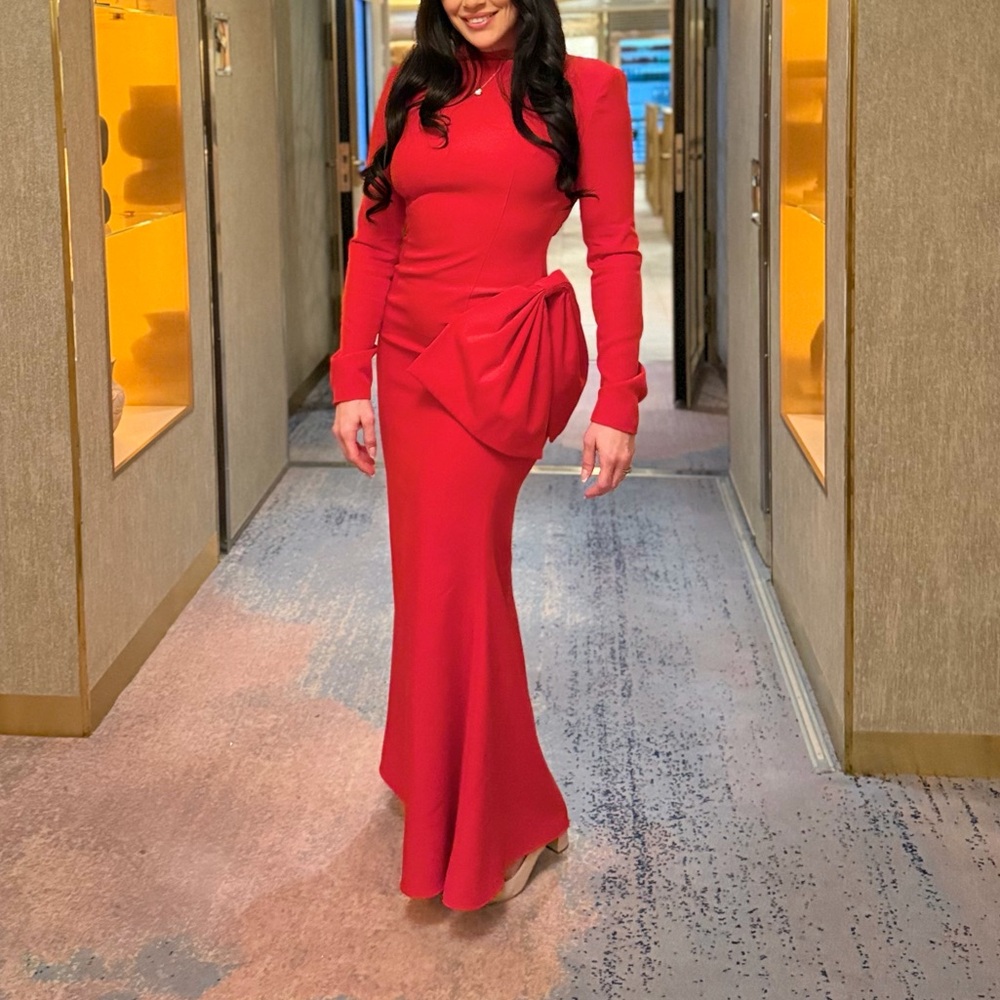 Chic Long Sleeve Red Dress